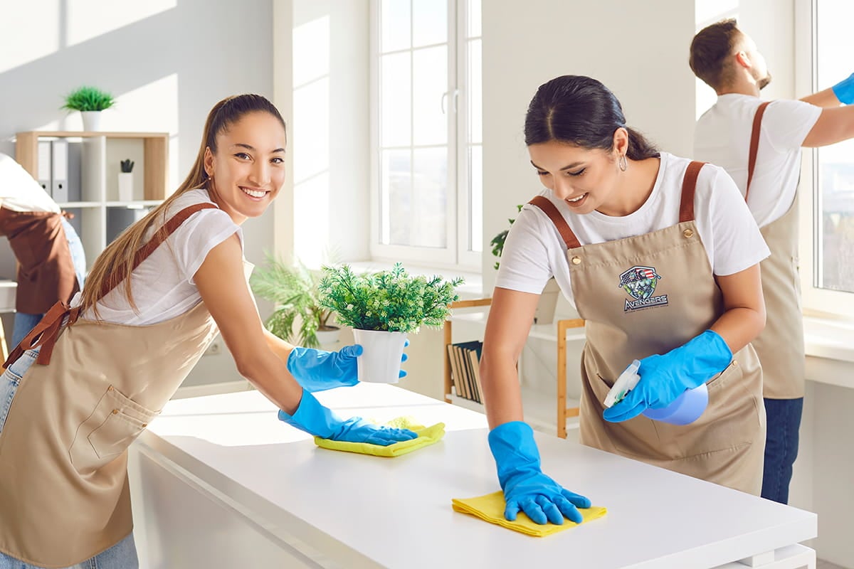 Avengers Cleaning Services team providing eco-friendly commercial and residential cleaning for a spotless home or business.